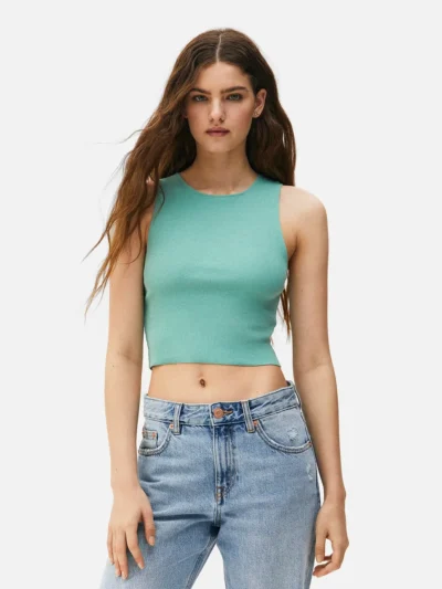 Basic Bright Green Rib Extreme Crop